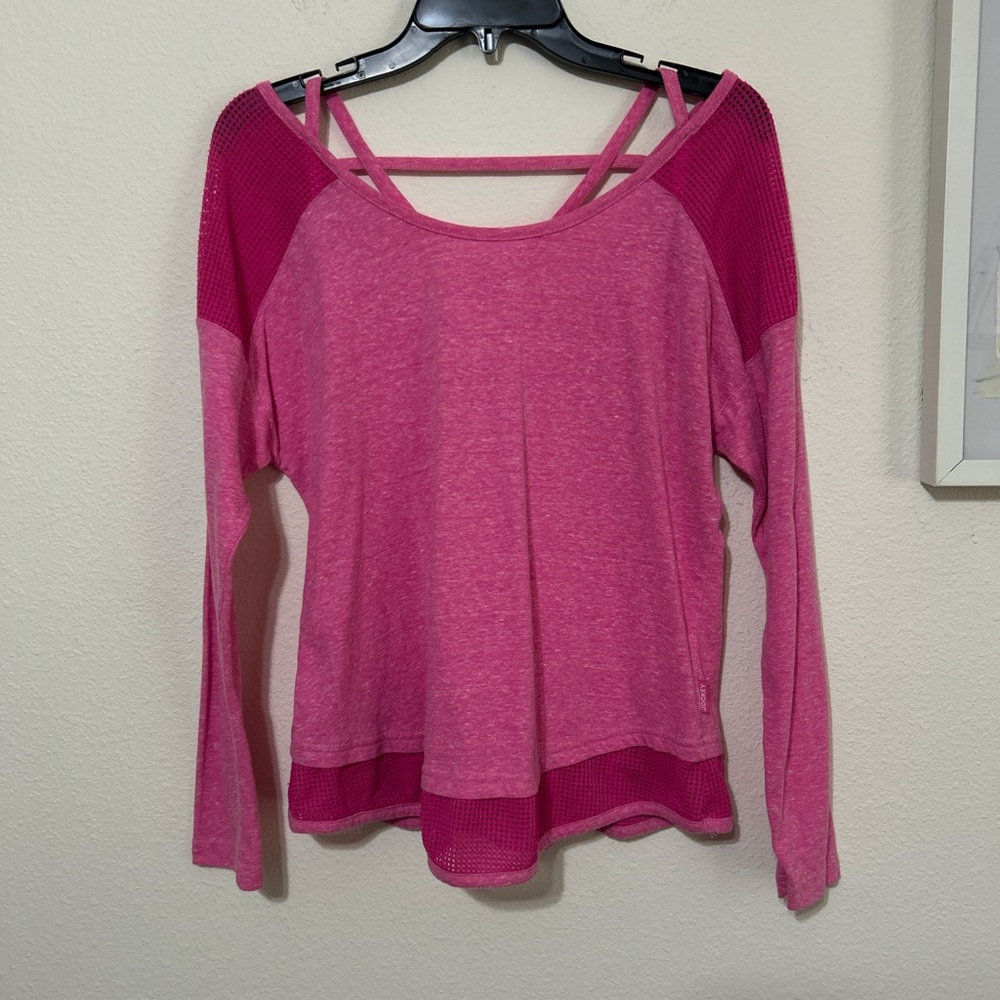 Jockey Hot Pink Criss-Cross Back Mesh Panel Activewear Top